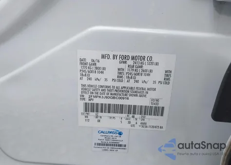 2016 Ford Edge Sel from USA, damaged, VIN 2FMPK3J93GBC00916